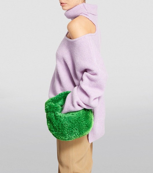 Bottega Veneta Parakeet Green Fluffy Shearling Mini Jodie Bag Super Rare
