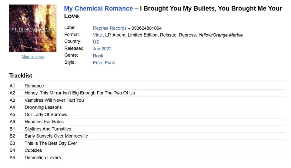 MY CHEMICAL ROMANCE I Brought You My Bullets You Brought Me Your Love RECORD LP - Image 3 of 4