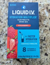 Liquid I.V. Hydration Multiplier Stick Packs Strawberry 6 Pack 3.38 oz BB:2026