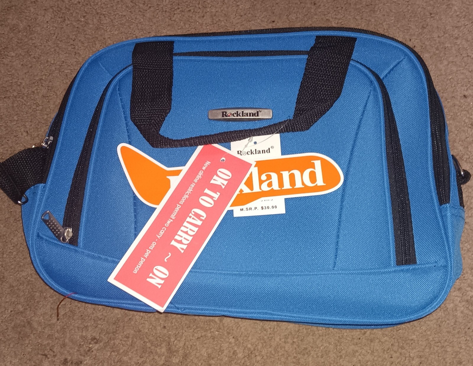 Turquoise Carry-On Luggage 14” Sml Under Seat Tote Bag w Strap - Rockland - NWT-image