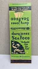 Vintage Matchbook Cover DAVY JONES SEAFOOD Restaurant New York NY Diamond Match