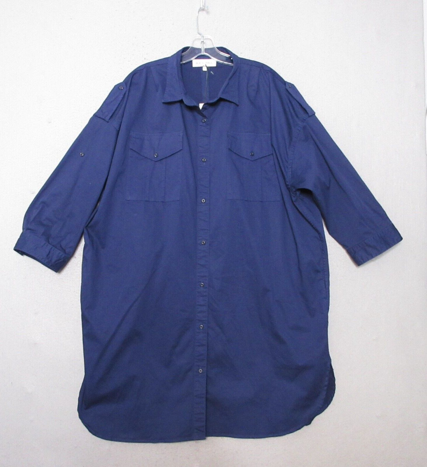 Alex Mill Military Shirt Dress Women Medium Blue Utilitarian Pocket Oversize NWT