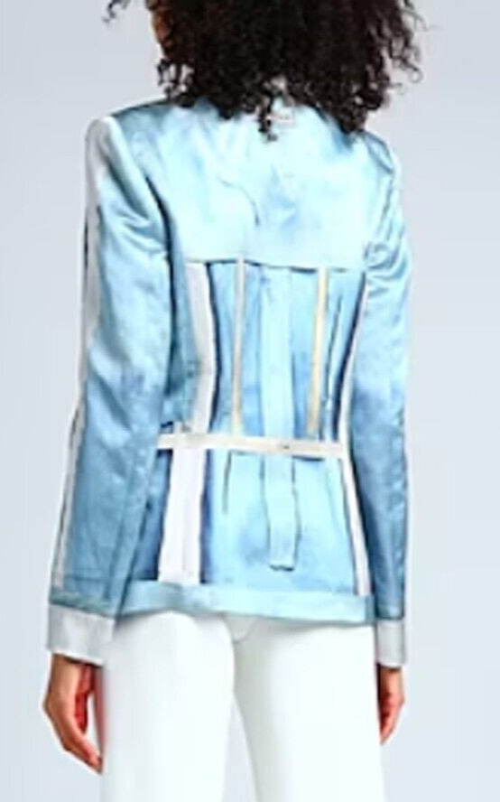 アウターその他 MOSCHINO COUTURE Woman Blazer Blue 05125512 0290 MOSCHINO COUTURE BLUE JACKET Trompe L'oeil Blazer USA 4 IT38