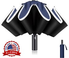 Paraguas Plegable Autom tico UV Con Tira Reflectante Sombrilla Resistente Lluvia