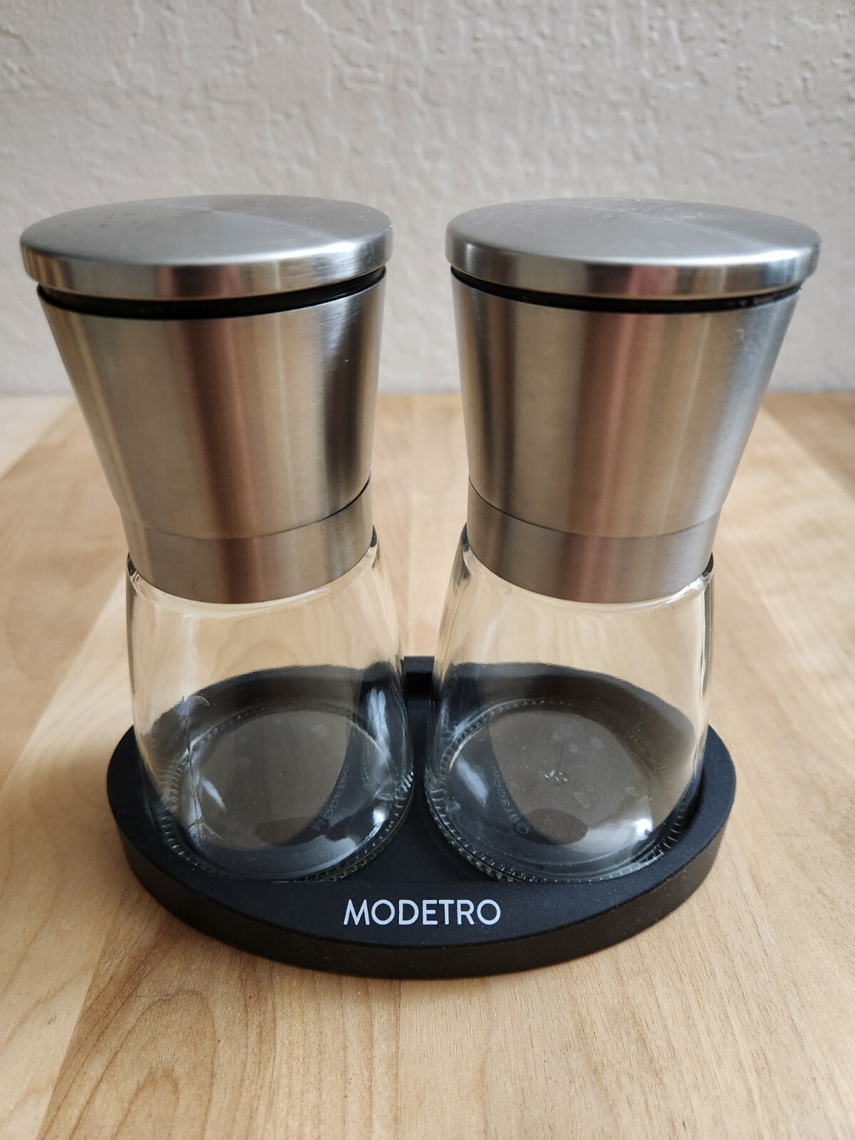 Modetro Salt & Pepper Mill Grinders, Glass, Stainless Steel & Ceramic w