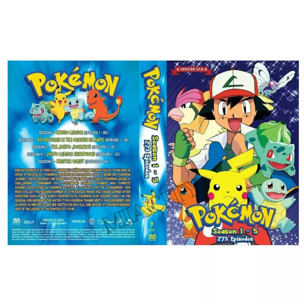 Pokemon Anime Serie de TV Temporadas Completas 1-7 (1 2 3 4 5 6 y 7) NUEVO  JUEGO DE DVD