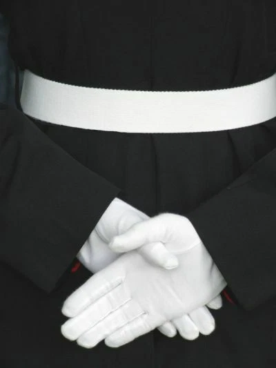 1 Pr Premium White Cotton Parade Tuxedo Honor Guard Formal Gloves - MENS LARGE