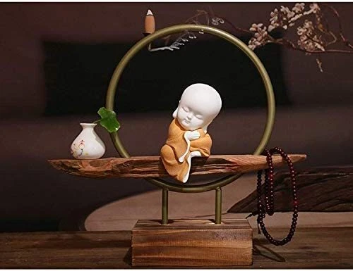 Estátua de Buda fofa de cerâmica branca 3,9 pol. estatueta monge artesanato criativo bebê - Imagem 2 de 4