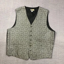 Steven Land Vest Men XL Gray Paisley Classic V Neck Academia Career Office