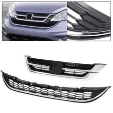 for Honda CR-V 2010 2011 Front Bumper Upper & Lower Grille ABS Chrome