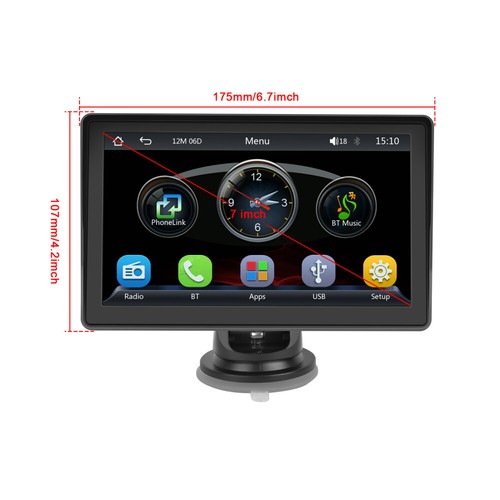 Android Auto Apple CarPlay Tragbar 7 Zoll Autoradio Bluetooth USB TF mit Kamera - Bild 13 von 16