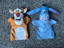 Eeyore t Tigger Hand Puppet Disney Baby 10" Plush Blue Winnie the Pooh Puppets