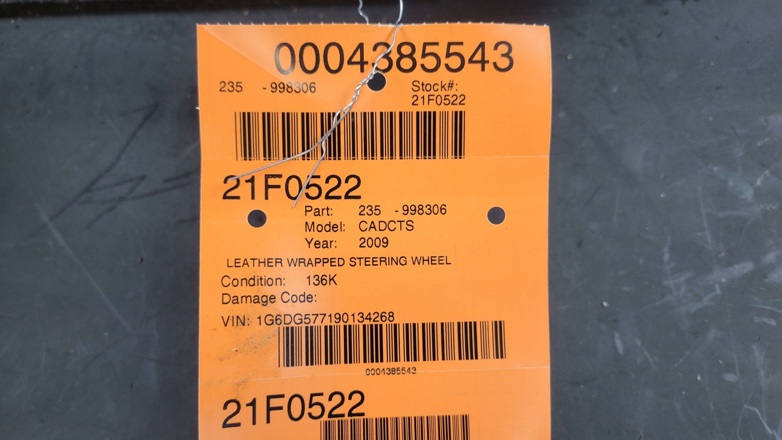 2009 CADILLAC CTS 4 DOOR LEATHER WRAPPED STEERING WHEEL WITH ACCESSORY