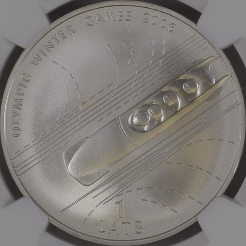 LATVIA. 2005, 1 Lats, Silver - NGC PF69 - Salt Lake City Olympics, Bobsleigh - Picture 3 of 6