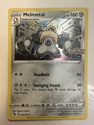 Pokémon TCG Melmetal Pokemon GO 046/078 Regular Holo Rare and Reverse