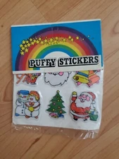 VINTAGE 1980's  PUFFY CHRISTMAS STICKERS  