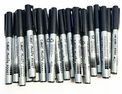 20 BIC Marking Pocket Marker Fine Point 1.1 mm BLACK Permanent Markers Lot of 20