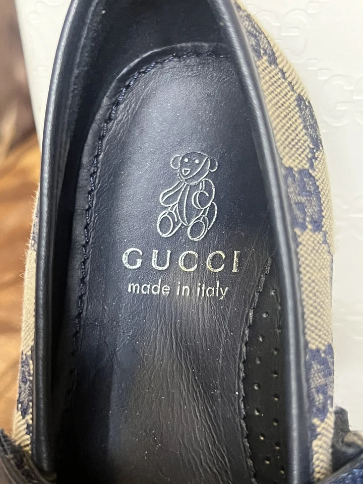 Gucci Girl GG Canvas Stripe Bow Mary Jane Ballet Flats EU Size 30 - Image 4 of 4