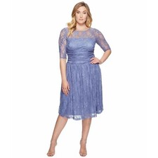 Nuovo Originale Taglie Forti Kiyonna Luna Pizzo Abito IN Blu Ardesia 4 Fascia