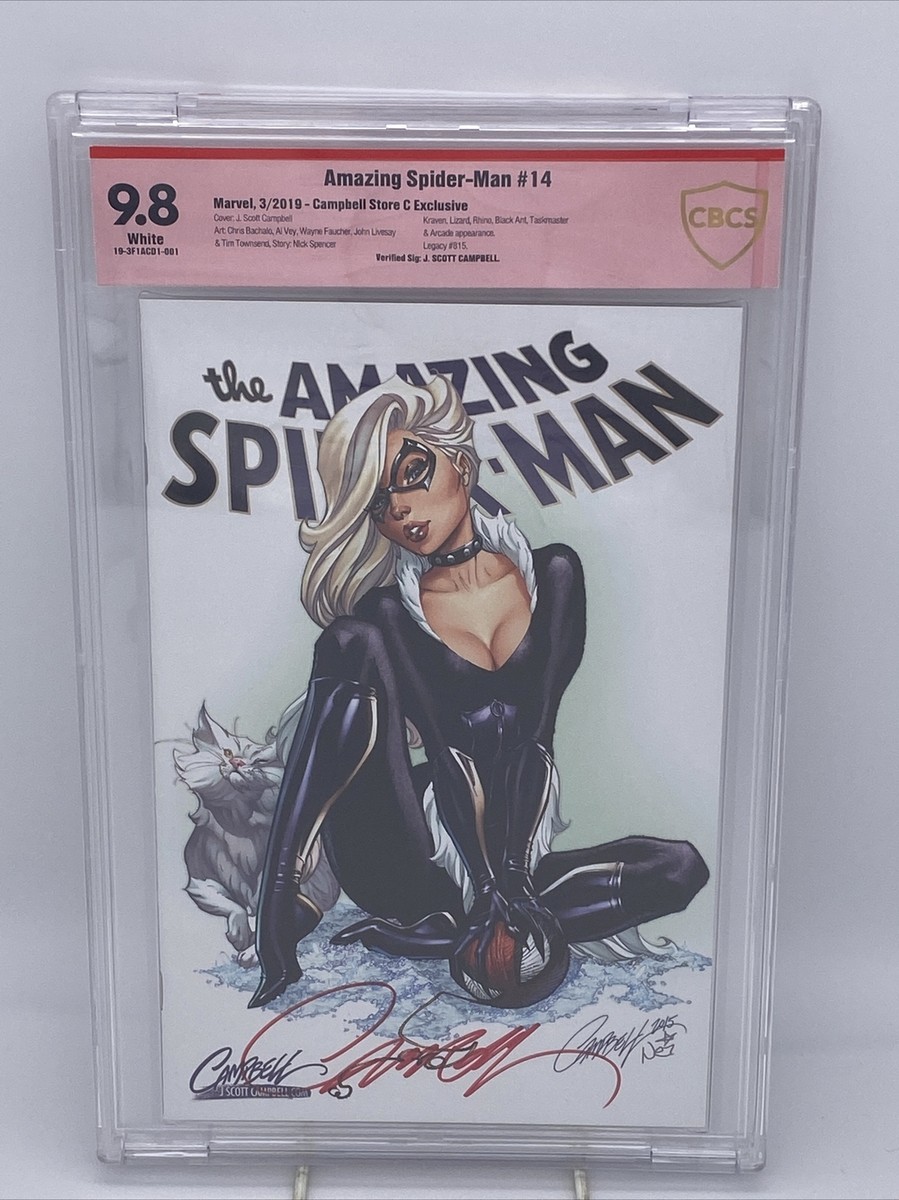 AMAZING SPIDER-MAN #14 J SCOTT CAMPBELL SIGNED BLACK CAT VARIANT C