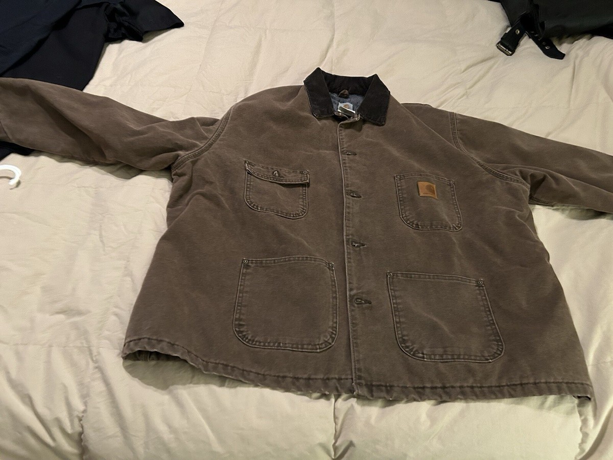 Carhartt Jacket Mens XXL Brown Blanket Lined Duck Chore Coat