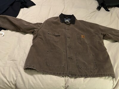 Carhartt Jacket Mens XXL Brown Blanket Lined Duck Chore Coat