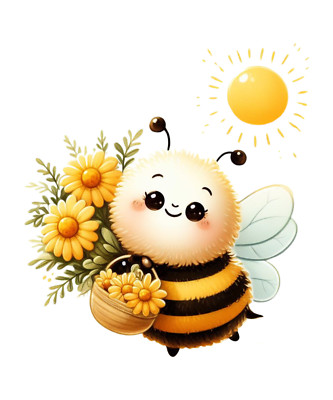 Bee Sticker 4'' Sun Honey Sunshine Cute Flowers Sweet Lovely Summer Flower