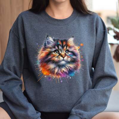 Ragamuffin cat mom Color Splash Unisex Sweatshirt Black Navy Dark Heather