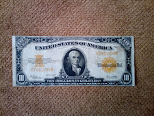 1922 $10 TEN DOLLAR LARGE-SIZE BANKNOTE, CRISP, VERY NICE, VF++/XF, GOLD SEAL
