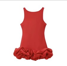 Vestito Elegante Con Balze Rosso- Simil Zara Taglia Unica