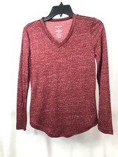 BoxerCraft Red Heathered V-neck Long Sleeve Tee Size - Youth Large