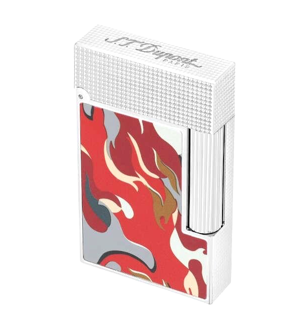 S.T. Dupont Line 2 Perfect Ping Lighter, Red Camo & Palladium