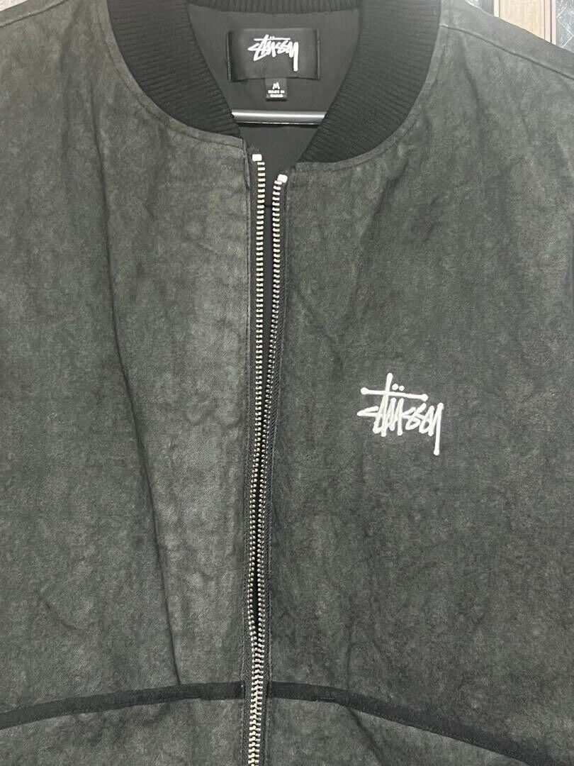 STUSSY WASHED CANVAS PRIMALOFT VEST M size Black & Dark Gray STUSSY WASHED CANVAS PRIMALOFT VEST M size Black & Dark Gray