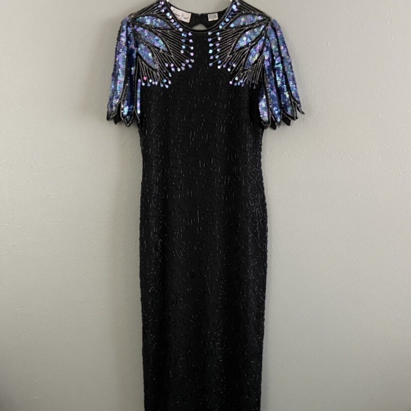 Vintage Laurence Kazar Fully Beaded Sequin 100% Silk Gown Vintage Laurence Kazar Fully Beaded Sequin 100% Silk Gown