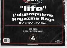 10 LIFE MAGAZINE SIZE COLLECTOR BAGS ARCHIVAL SAFE BRAND NEW