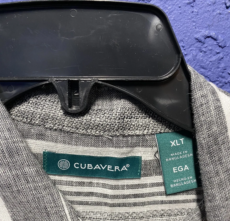Camisa de Vestir Cubavera Para Hombre Talla XLT Gris Mezcla Lino/Algodón Informal Foto 3 de 3