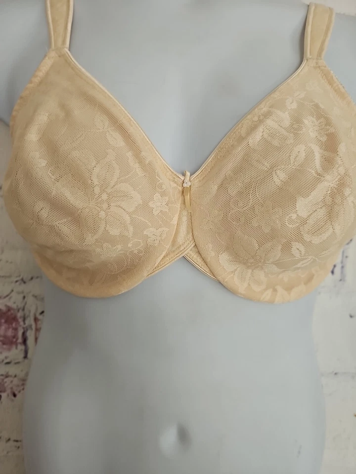 Sujetador Breezies Soporte Con Aros Marfil Floral Encaje Talla 40C Cobertura Completa Forrado Foto 2 de 4