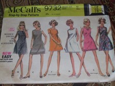 1969 McCALL'S 9732 - LADIES DAY OR EVENING - ALL SEASON MINI DRESS PATTERN 10