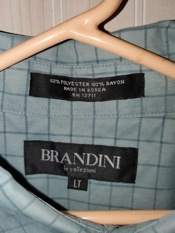 Camisa Brandini Para Hombre LT Rayas Manga Larga Botón Delantero Puño Francés Foto 3 de 3