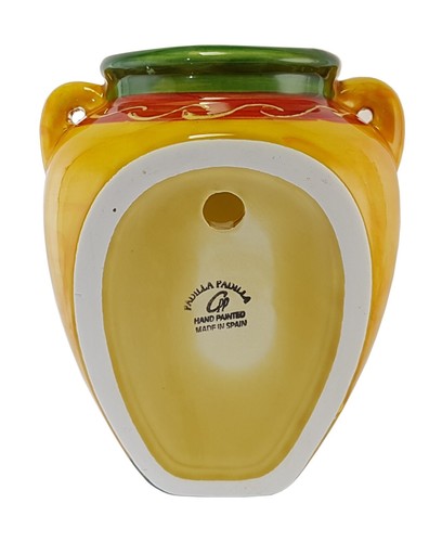 Grande urna spagnola da appendere vaso da parete 22 cm x 19 cm ceramica fatta a mano - Foto 5 di 5