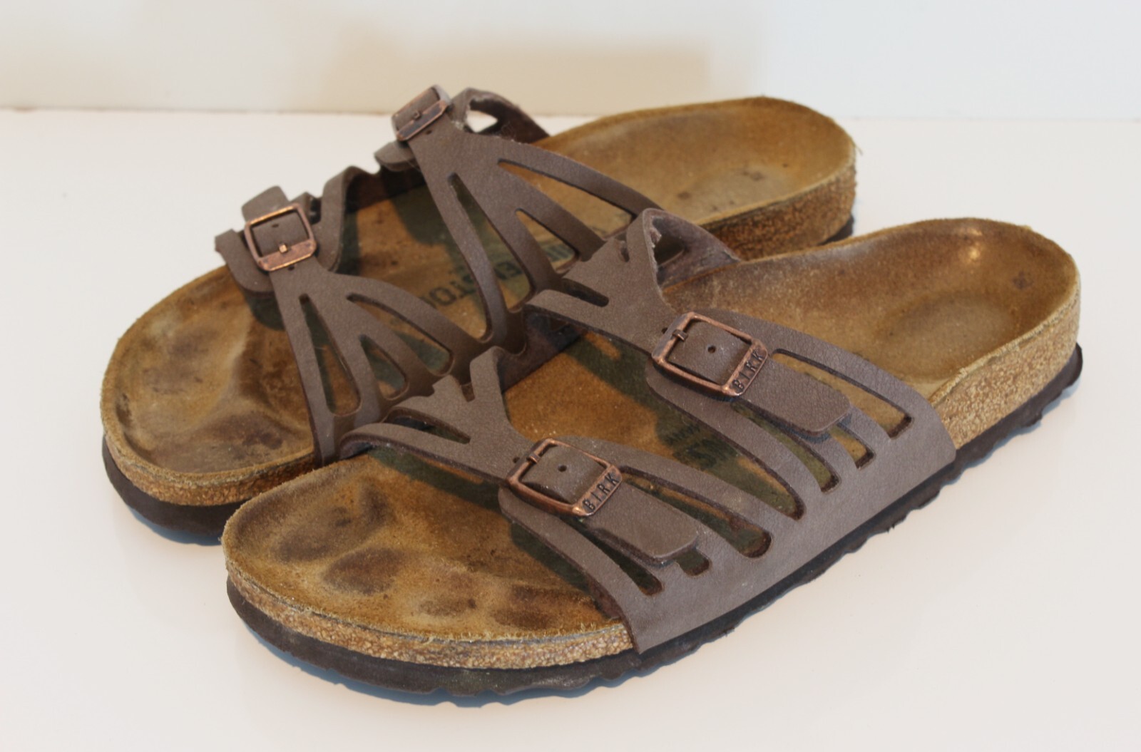 Birkenstock Granada Oiled Leather Slide Sandals Brown Womens 37 US