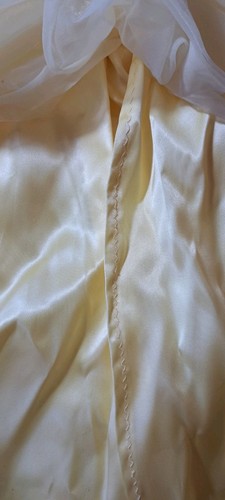 Vtg Handmade Little Girls Dress Yellow Satin With Lace Beads Flowers Princess - Picture 8 of 21
