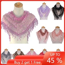 Tassel Women Triangle Lace Scarf Hijab Shawls Scarves Neck Fringed Head Wrap New