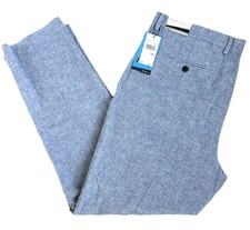 Perry Ellis Portfolio Linen Pants Slim Fit Bay Blue Size 38 x 30 Retail 95