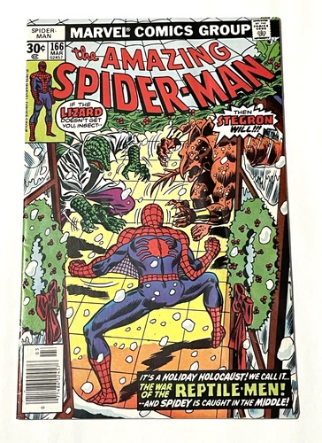 Amazing Spider-Man #166 (1977) - Lizard & Stegron Apps - Marvel Comics