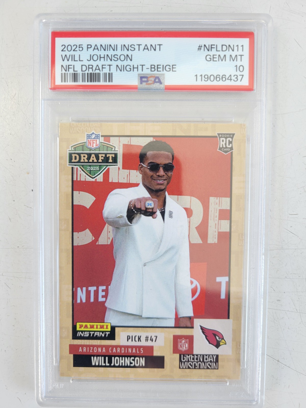 Will Johnson Panini Instant NFL Draft Night #NFLDN11 Beige