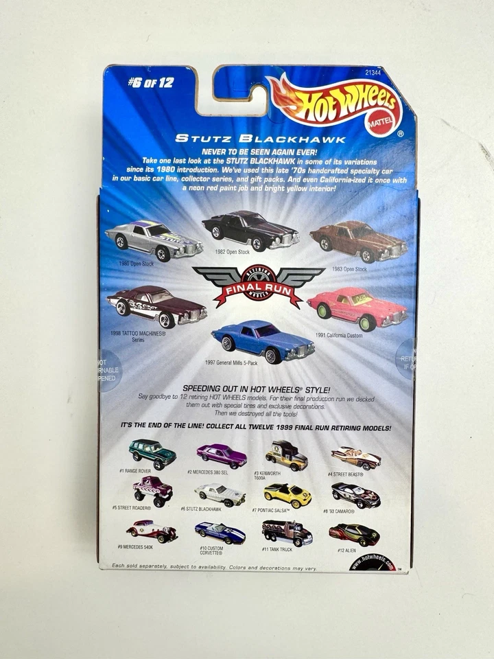 Hot Wheels FINAL RUN Retiring Model STUTZ BLACKHAWK #6 of 12   - Image 3 of 3