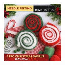 Dimensions Needle Felting Kit 12pc Christmas Swirls 100 Wool Holiday Craft Set