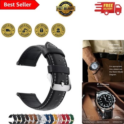 Deluxe 22mm Quick Release Leather Watch Band for Men & Women - Timeless Comfort