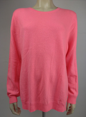 NWT Charter Club coral bright pink 100% Cashmere pullover sweater womens XXL